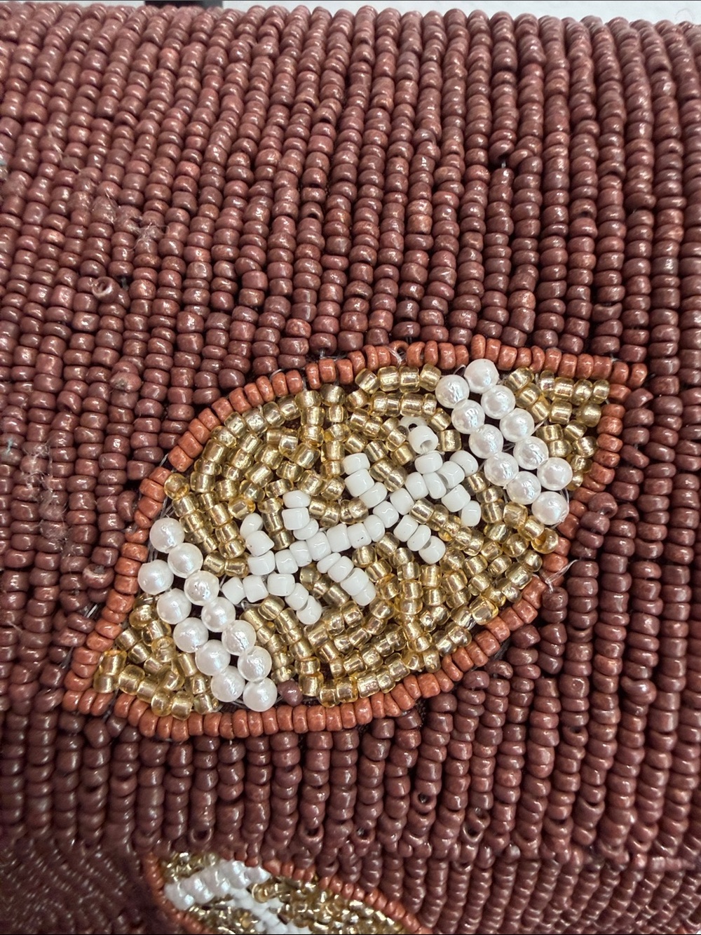 Sol and Mer | Fall Football Chocolate Brown Beaded Bag w/ Matching Bag Charm 🏈🍂 - Picture 8 of 14